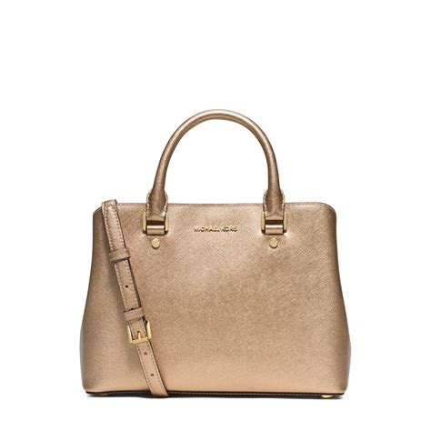 michael kors small savannah pale gold saffiano leather|MICHAEL Michael Kors Womens Savannah Small Satchel Pale .